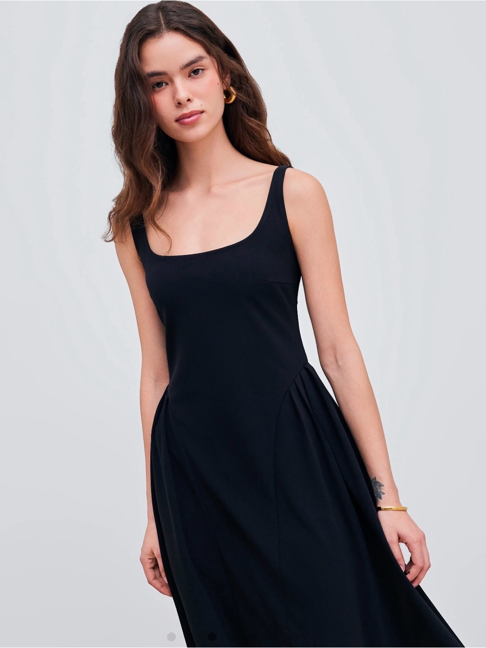Cider Woven Square Neck Midi Dress